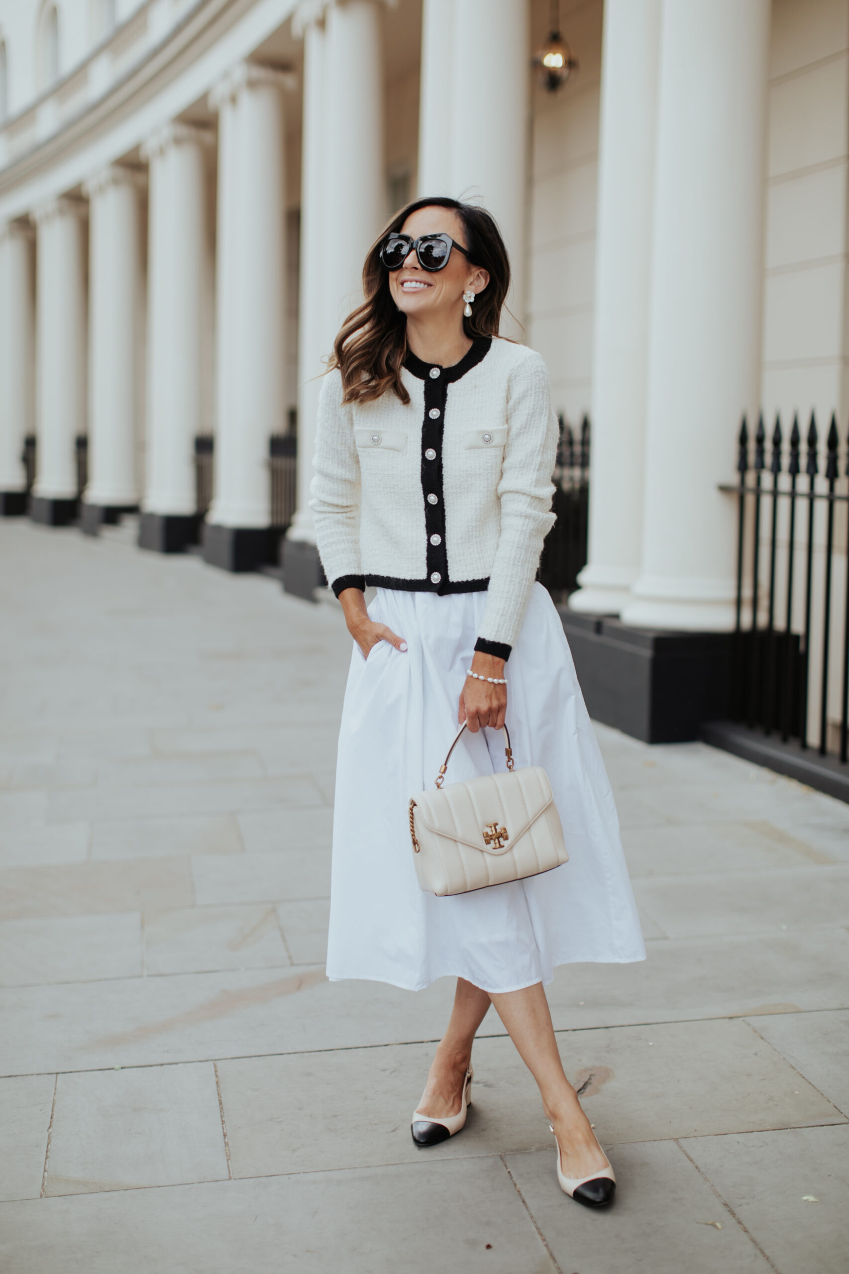 chanel white and black sunglasses