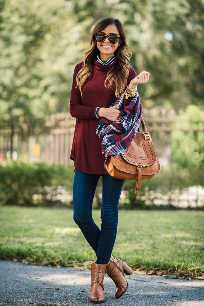 SWING TURTLENECK + PLAID SCARF | Alyson Haley