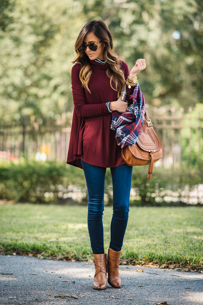 SWING TURTLENECK + PLAID SCARF | Alyson Haley