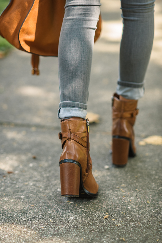 AFFORDABLE PLAID TOP + COGNAC BOOTIES 