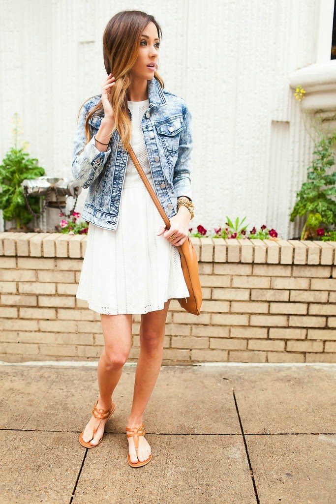 Buy > white dress and jean jacket > in stock