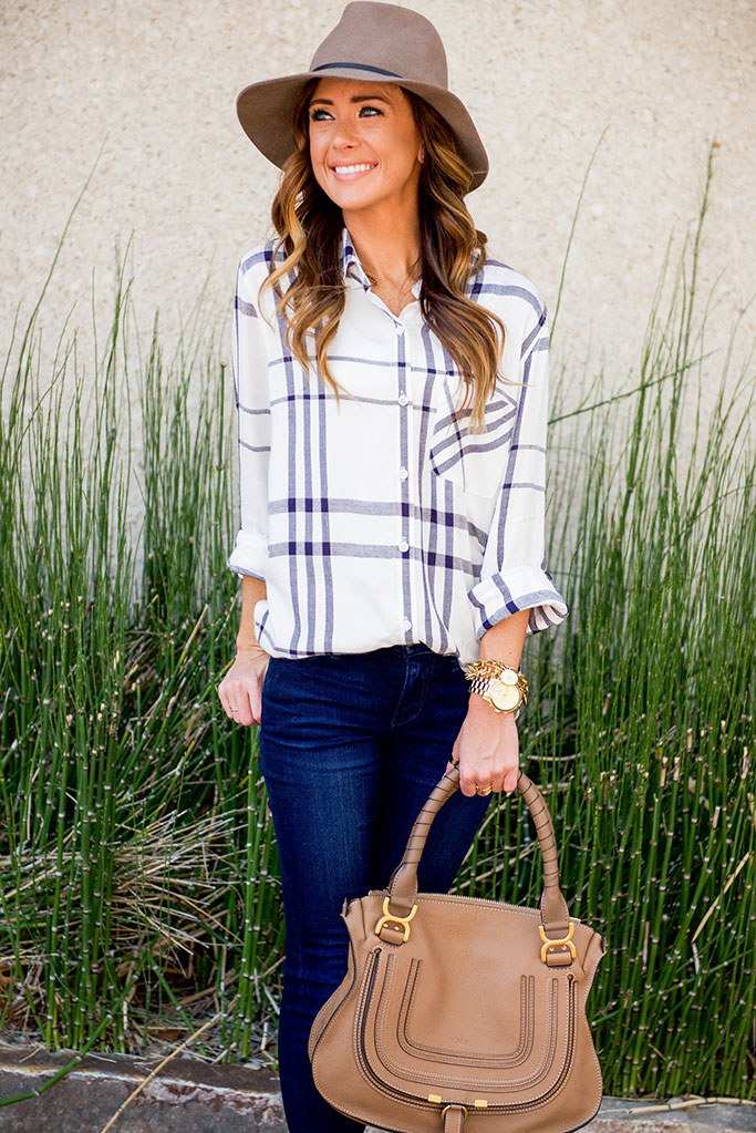 OVERSIZE PLAID TOP + FALL HAT | Alyson Haley