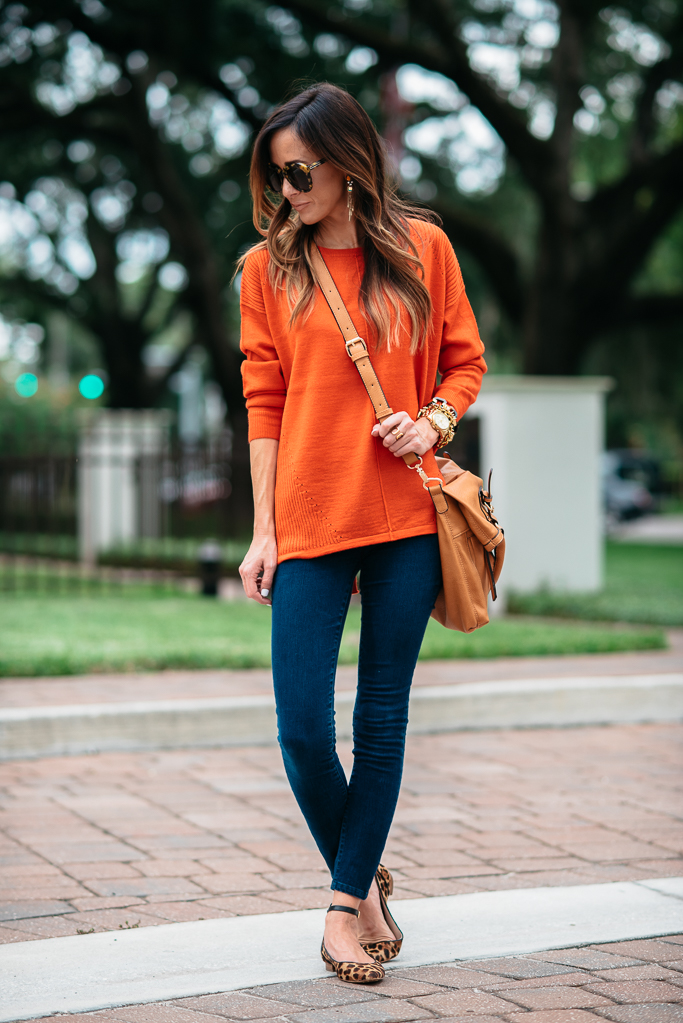 Sweater and Dark Blue Jeans with Heels