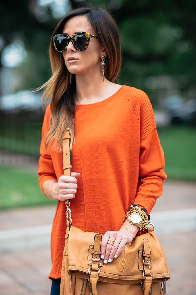 ORANGE SWEATER + THE PERFECT SKINNY JEANS