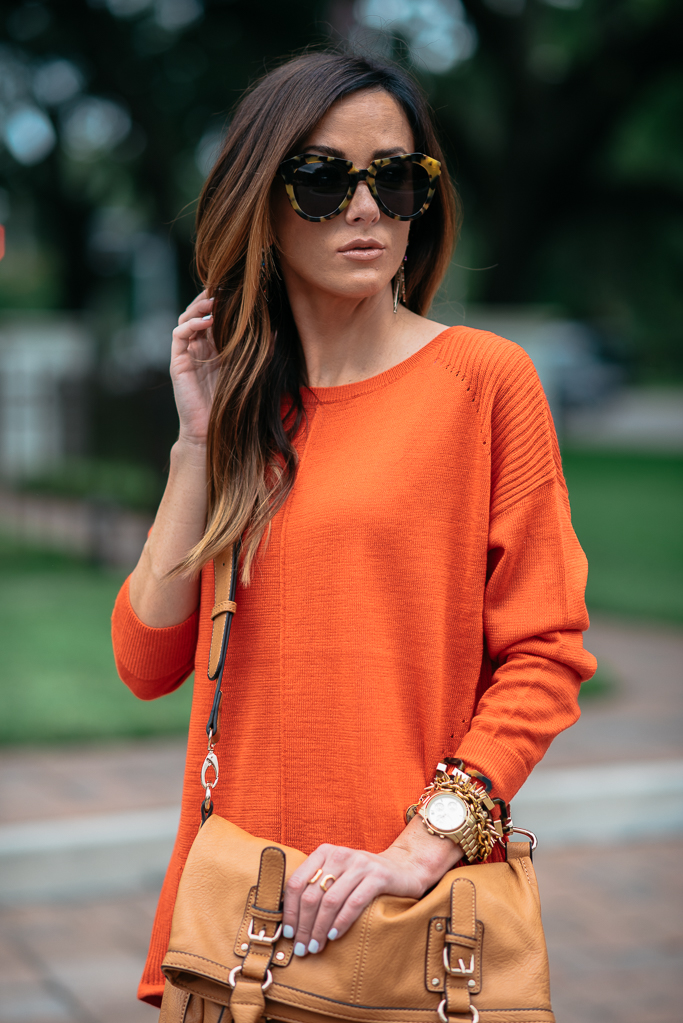 bright orange sweater