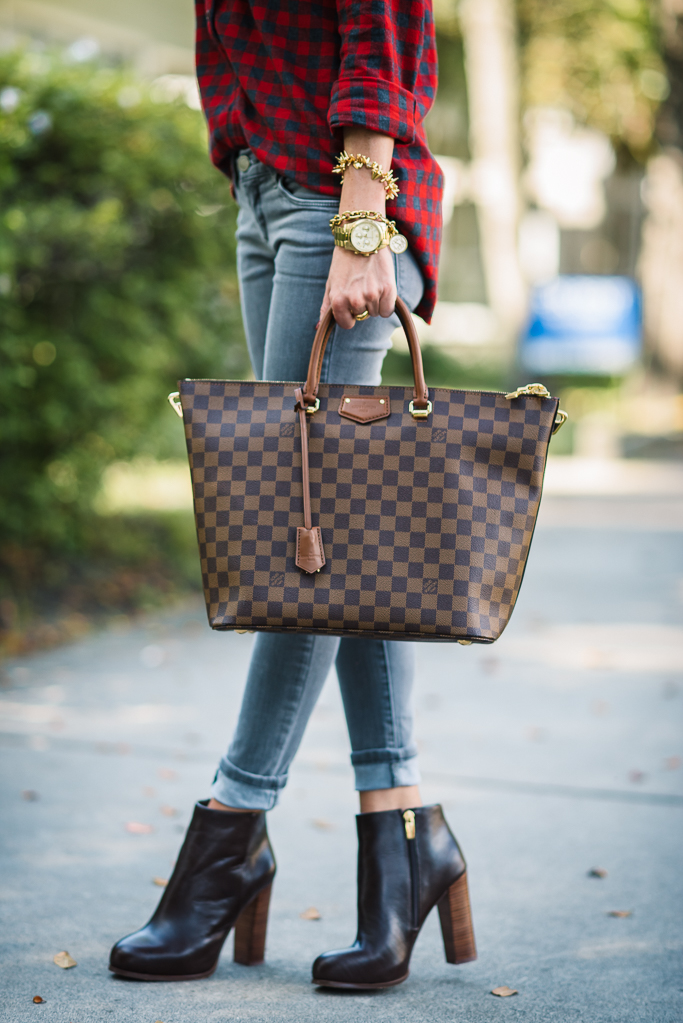 RED PLAID + GRAY JEANS | Alyson Haley