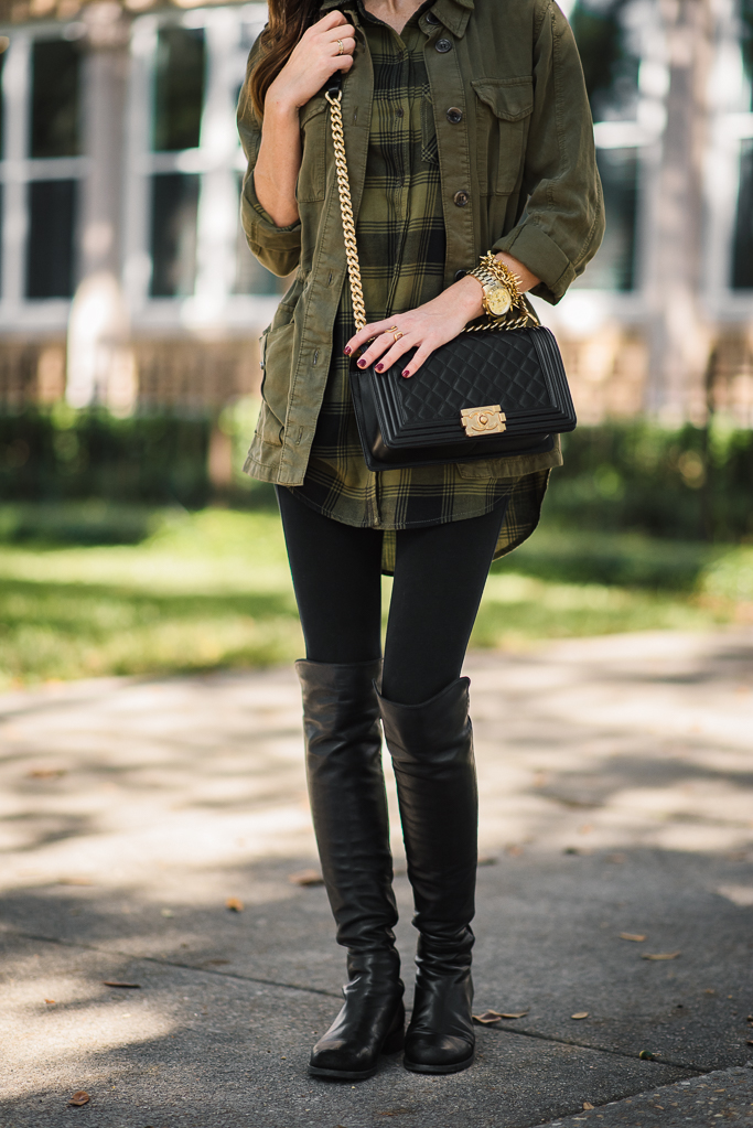 PLAID TUNIC + OVER THE KNEE BOOTS