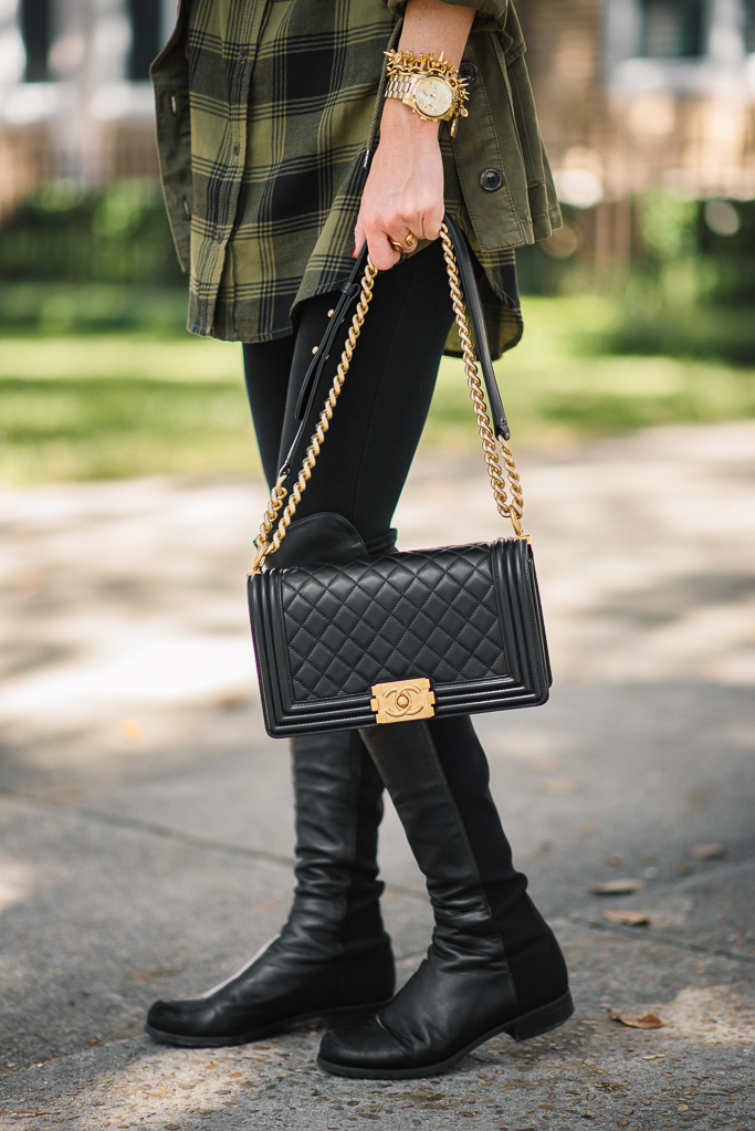 PLAID TUNIC + OVER THE KNEE BOOTS